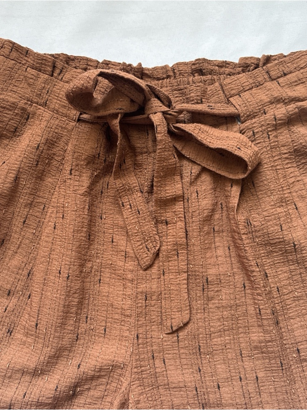 Women's Brown Tie-Waist Shorts - Picture 2 of 4